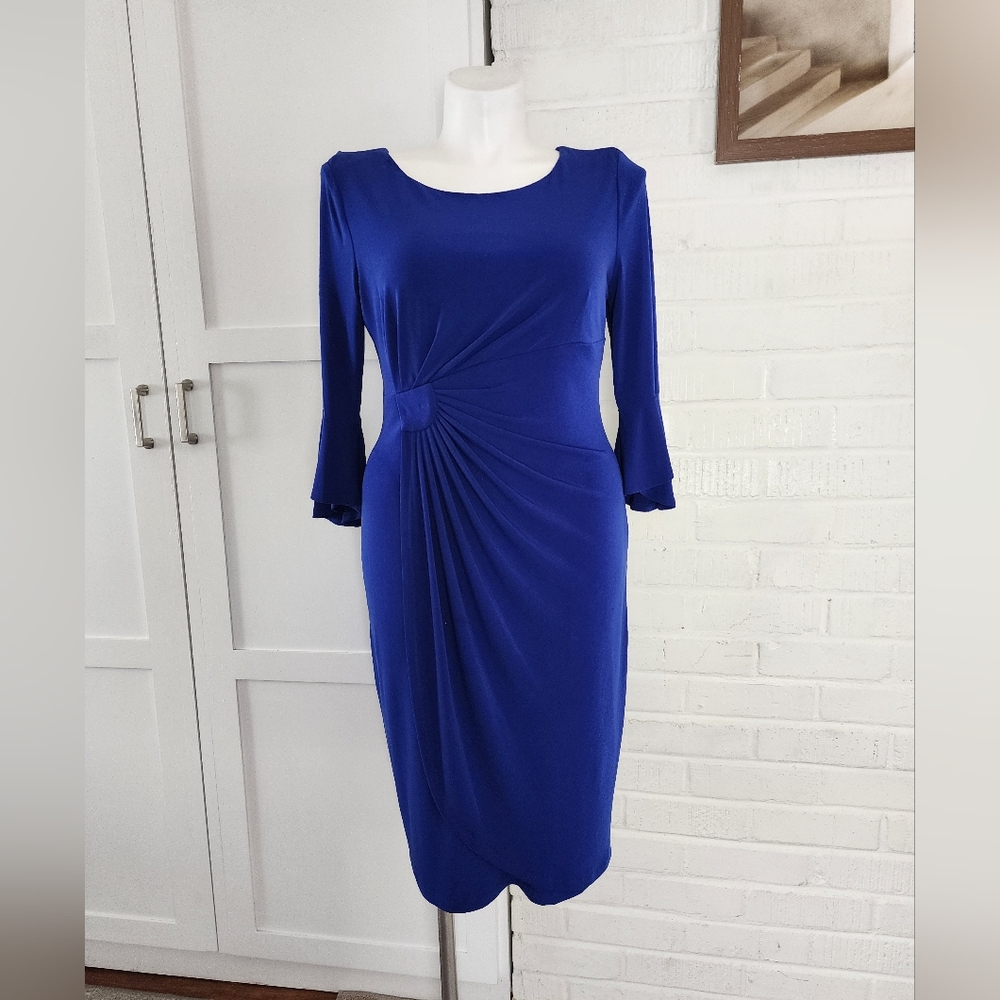 Connected Apparel Royal Blue Fitted Dress Size 12 Elegant Work or Event Dress